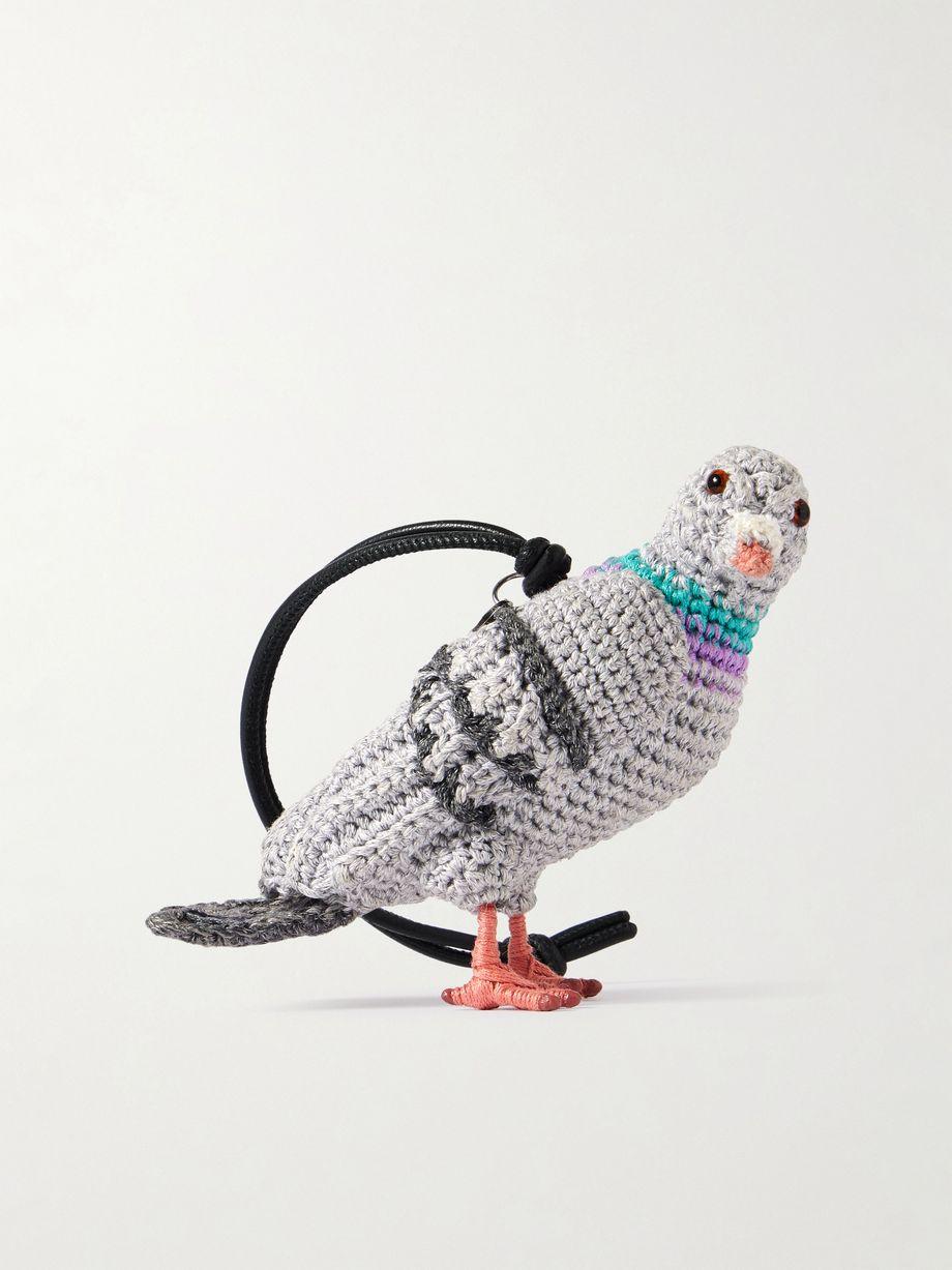 Pigeon crocheted cotton and leather  bag charm by JW ANDERSON