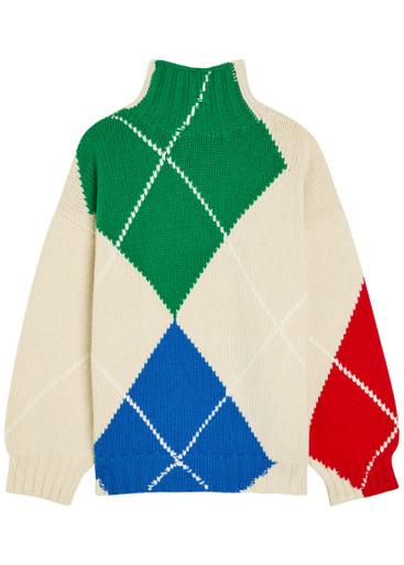 Pringle argyle high-neck wool jumper by JW ANDERSON