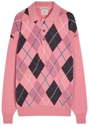 Pringle argyle wool polo jumper by JW ANDERSON