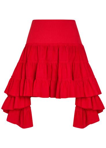 Ruffle asymmetric silk and cotton-blend skirt by JW ANDERSON
