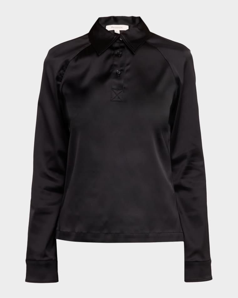 Satin Long-Sleeve Polo Shirt by JW ANDERSON
