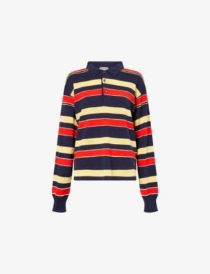 Striped Rugby-Collar Knitted Polo Top by JW ANDERSON