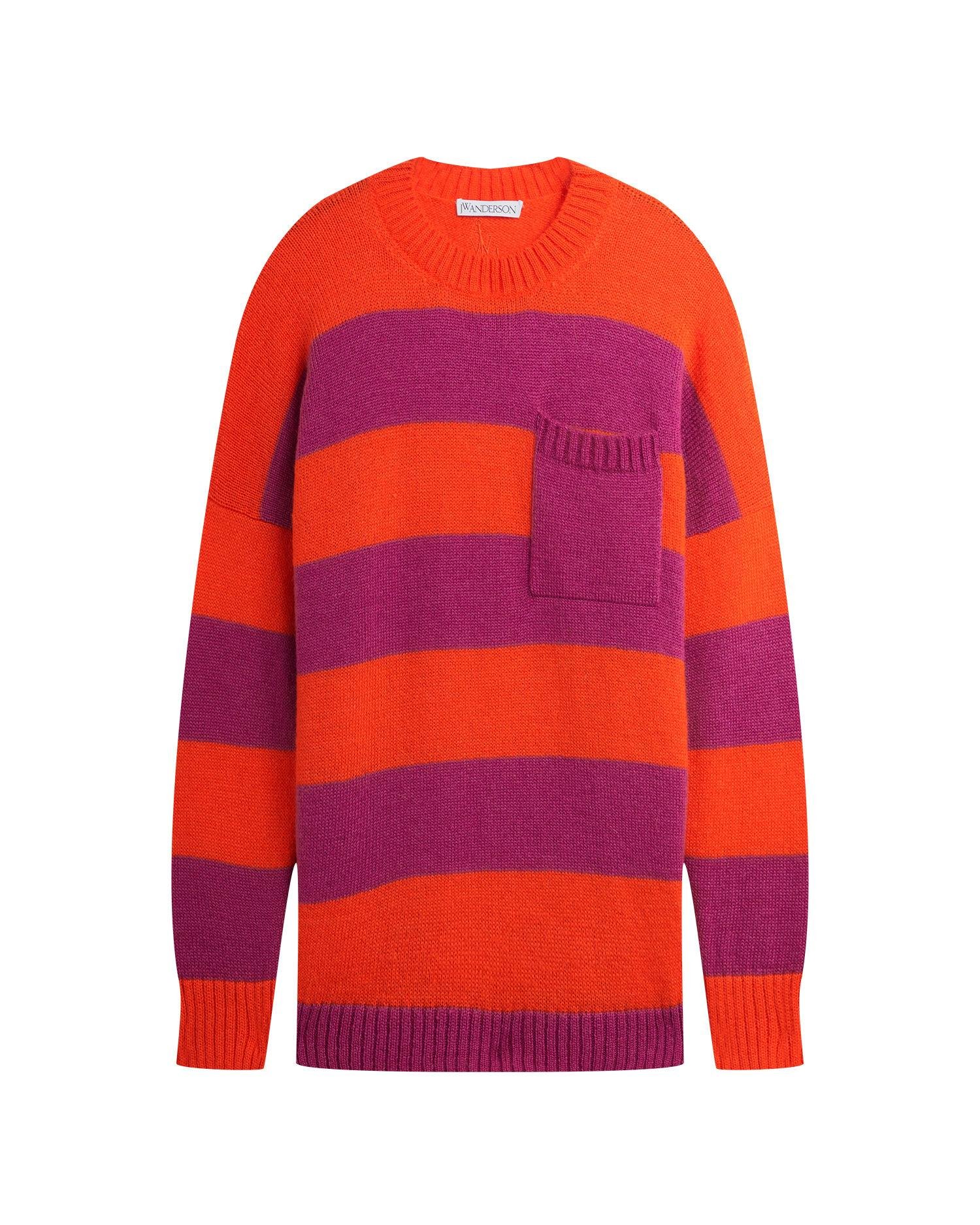 Striped patchpocket knit crew neck by JW ANDERSON
