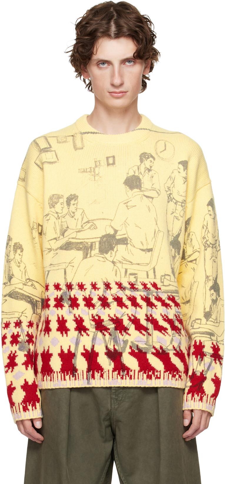 Yellow Print Jacquard Sweater by JW ANDERSON