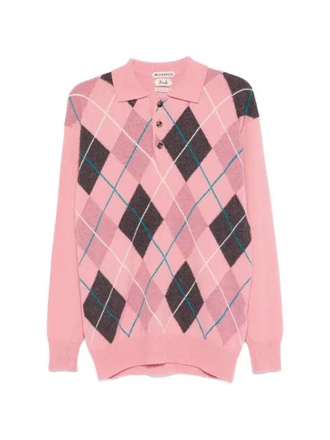 argyle knit polo top by JW ANDERSON