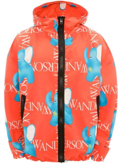 elephant-print oversized hoodied jacket by JW ANDERSON