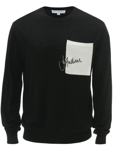 logo-embroidered crew-neck jumper by JW ANDERSON