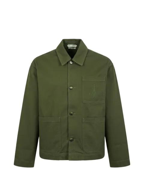logo-embroidered patch-pocket shirt jacket by JW ANDERSON