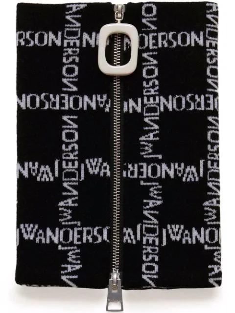 logo-grid zip-up neckband by JW ANDERSON