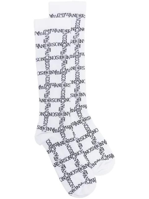 logo intarsia-knit cotton-blend socks by JW ANDERSON
