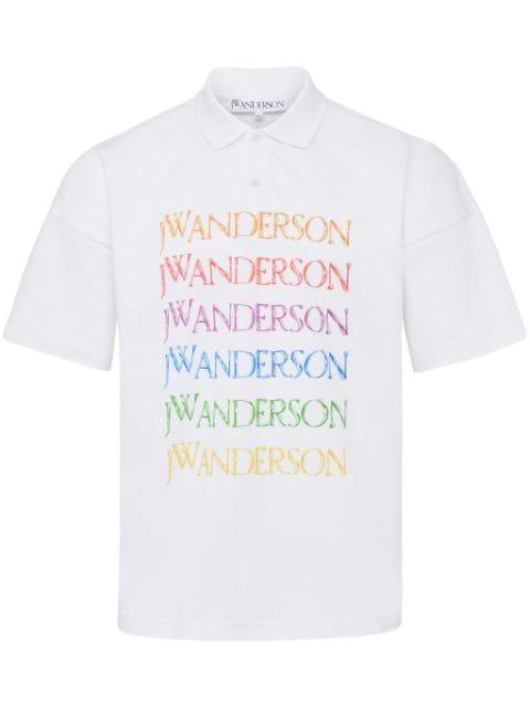 logo-print cotton polo shirt by JW ANDERSON