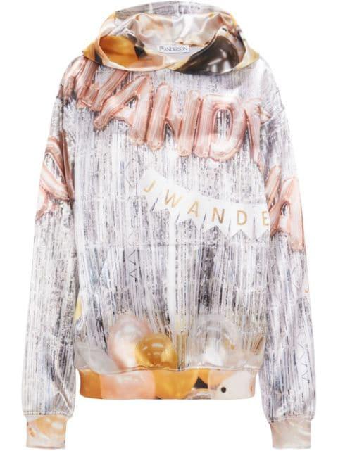 logo-print long-sleeve hoodie by JW ANDERSON