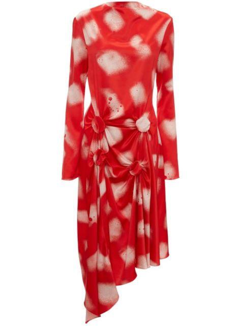 long-sleeve twisted draped dress by JW ANDERSON