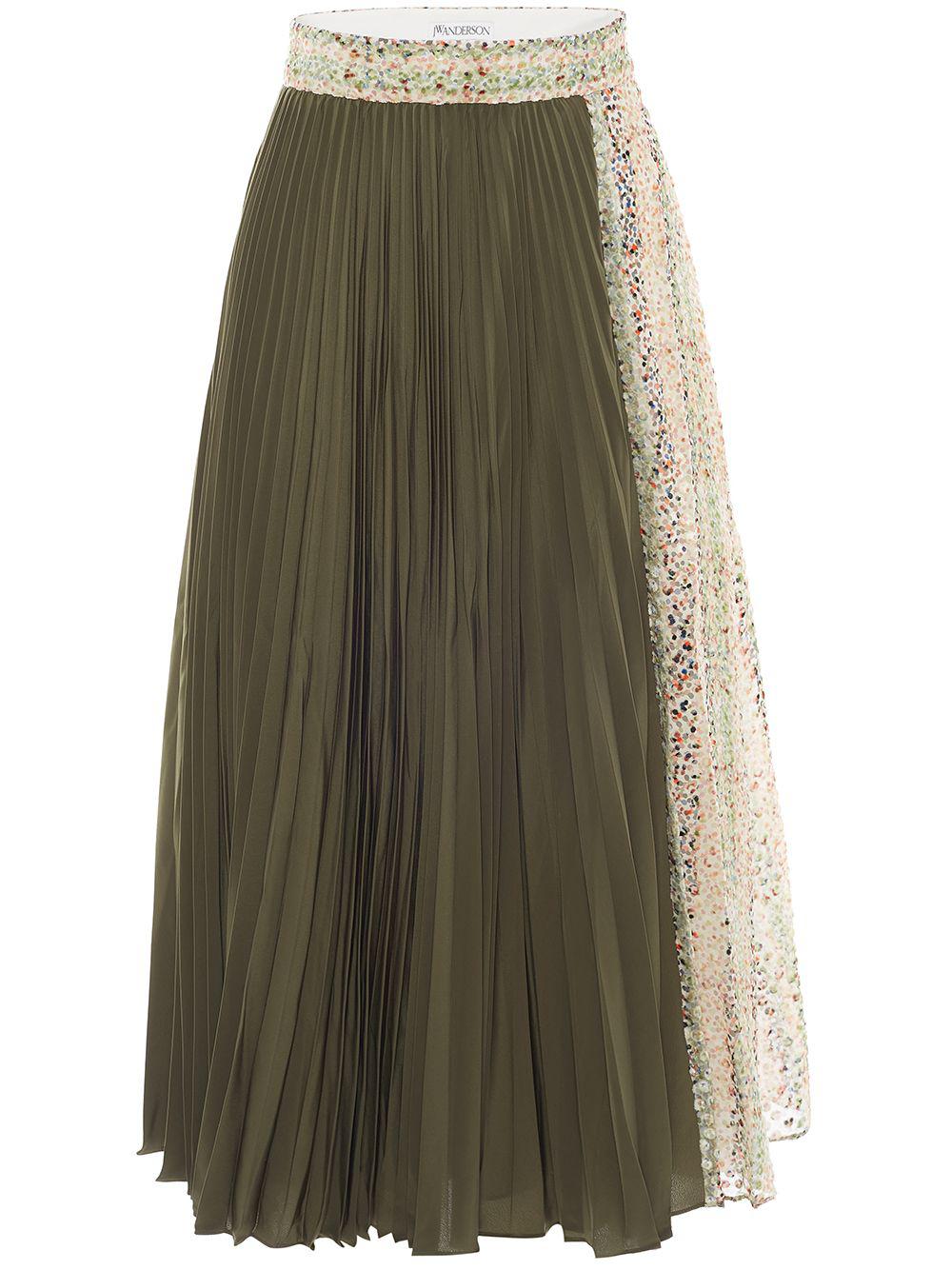 pleated contrasting panel midi skirt by JW ANDERSON