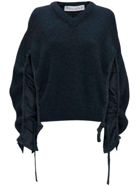 ruched-detail wool-blend jumper by JW ANDERSON