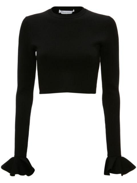 ruffled-cuffs cropped knitted top by JW ANDERSON