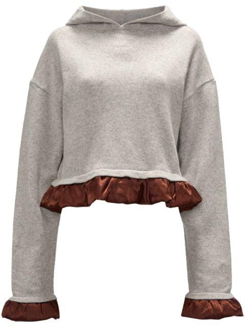 satin-trimmed cropped hoodie by JW ANDERSON