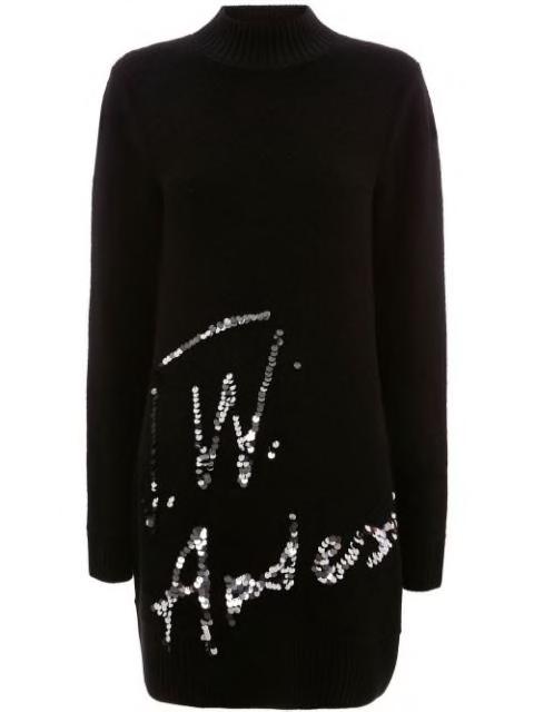 sequins-logo knitted minidress by JW ANDERSON