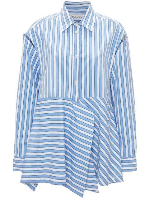 striped draped cotton shirt by JW ANDERSON