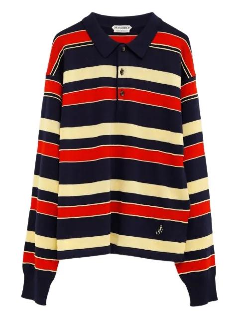 striped embroidered polo shirt by JW ANDERSON
