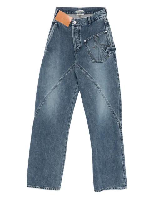 twisted-effect logo-patch jeans by JW ANDERSON