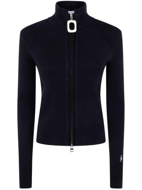 zip-up ribbed cardigan by JW ANDERSON