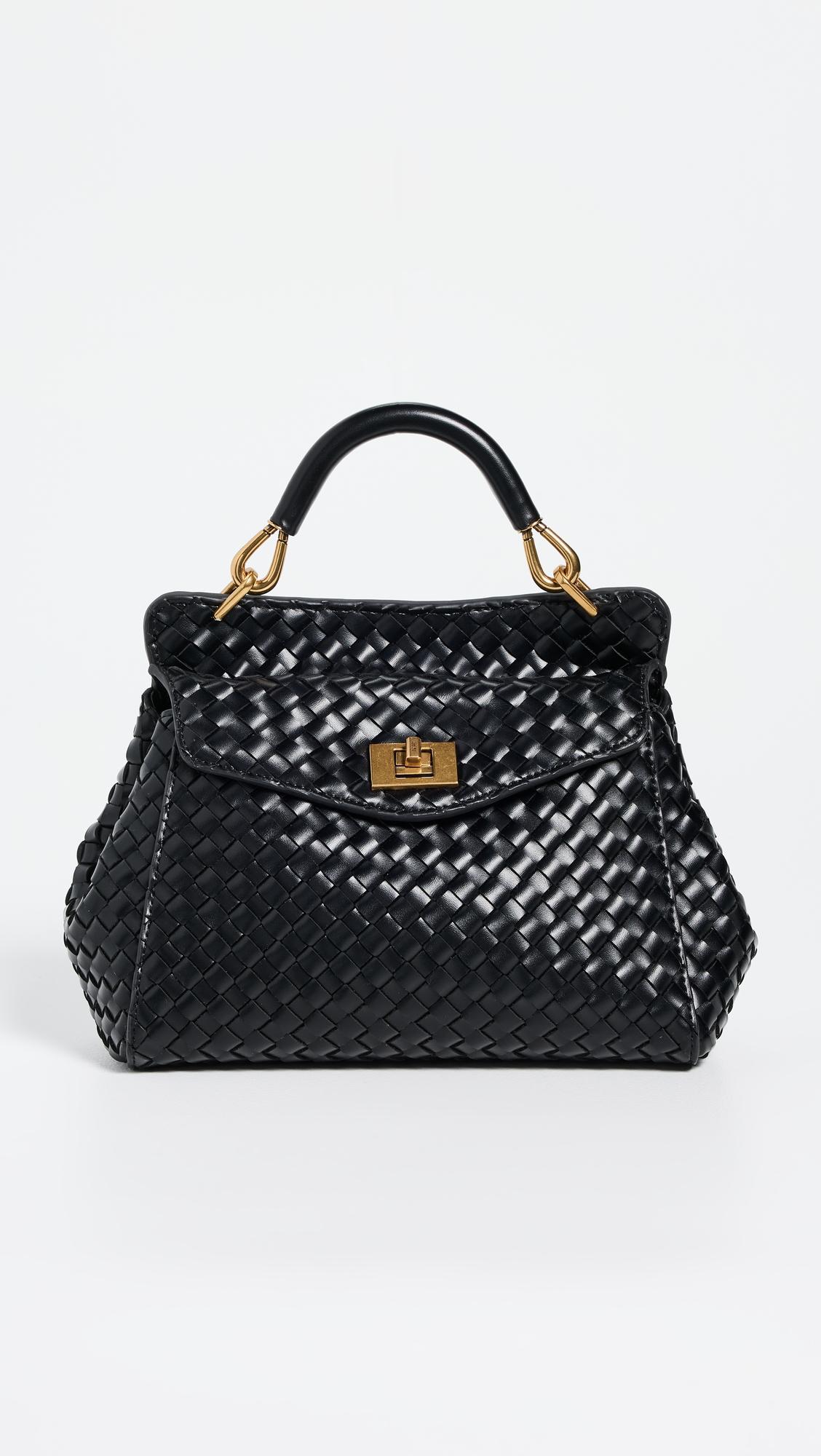 Lucia Classic Top Handle Faux Leather Woven Bag by JW PEI
