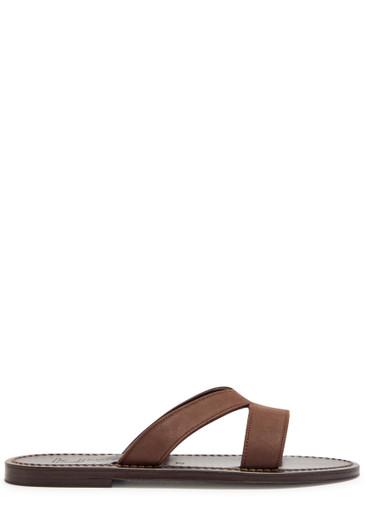 Kalomira cut-out nubuck sliders by K JACQUES