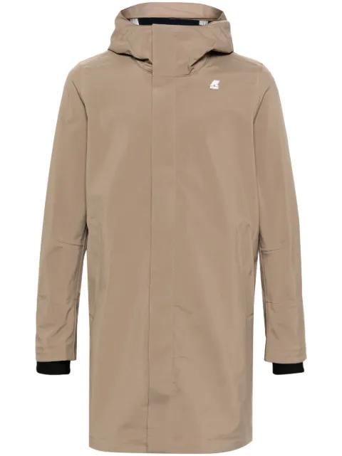 logo-patch hoodied single-breasted coat by K-WAY