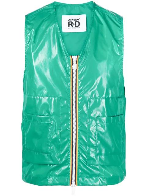 patent zip-up gilet by K-WAY