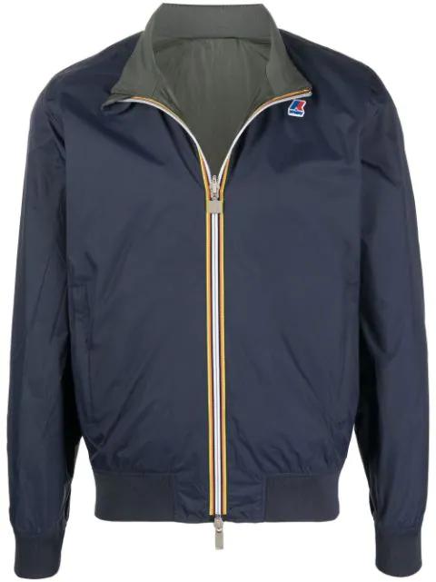 reversible stripe-detail jacket by K-WAY