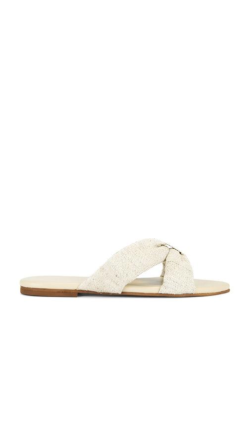 Kaanas Banha Chunky Criss Cross Linen Sandal in Cream by KAANAS