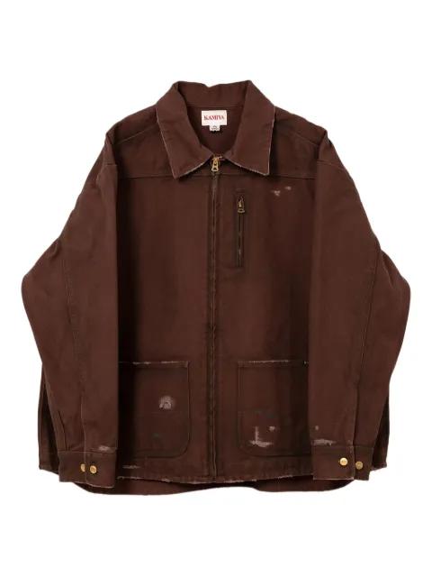 Boro distressed zip-front shirt jacket by KAMIYA