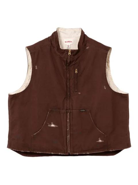 Boro distressed zip-up vest by KAMIYA