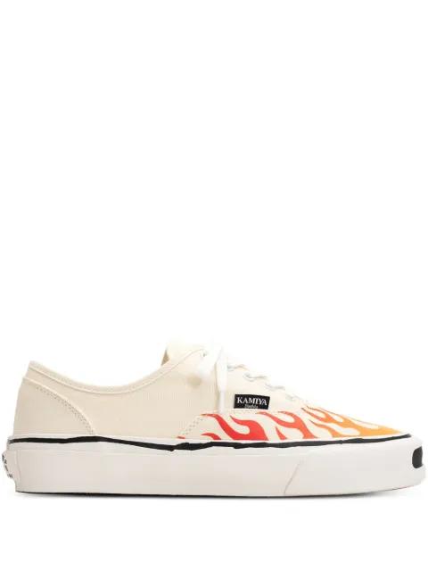 Herc flame-pattern vulcanized sneakers by KAMIYA