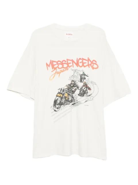 Motorbike Messengers-print distressed T-shirt by KAMIYA