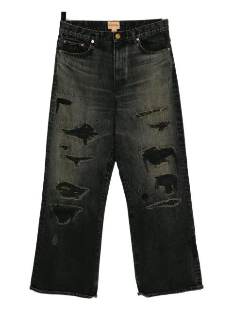 distressed denim jeans by KAMIYA
