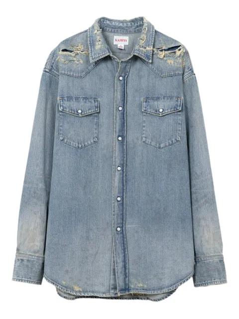 distressed denim shirt by KAMIYA