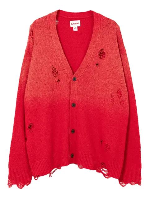 distressed faded cardigan by KAMIYA
