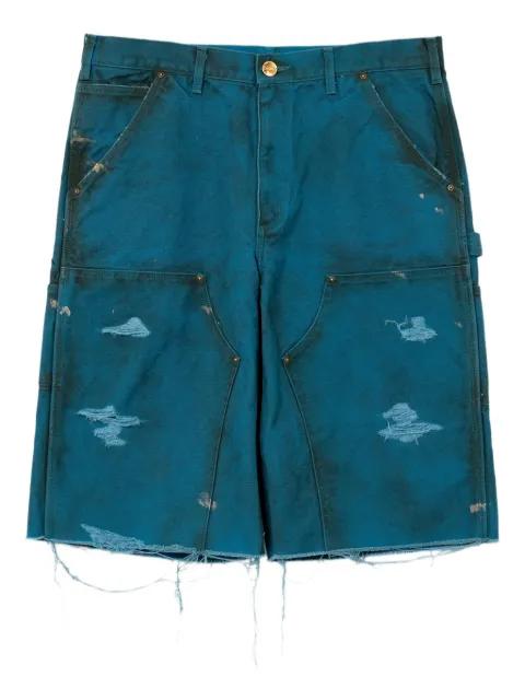 distressed painter shorts by KAMIYA