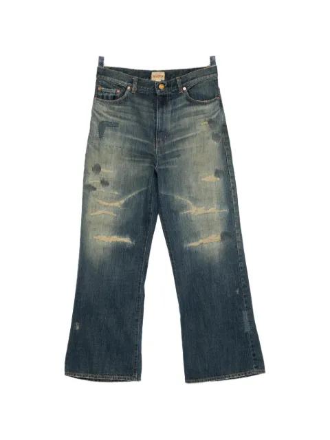 distressed patchwork jeans by KAMIYA
