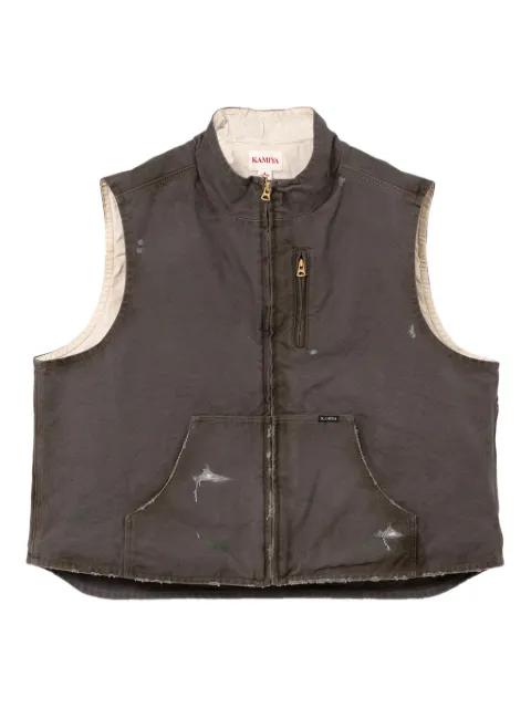 distressed zip-fastening vest by KAMIYA
