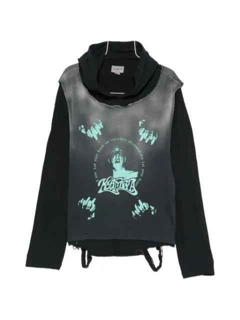layered graphic-print hoodie by KAMIYA