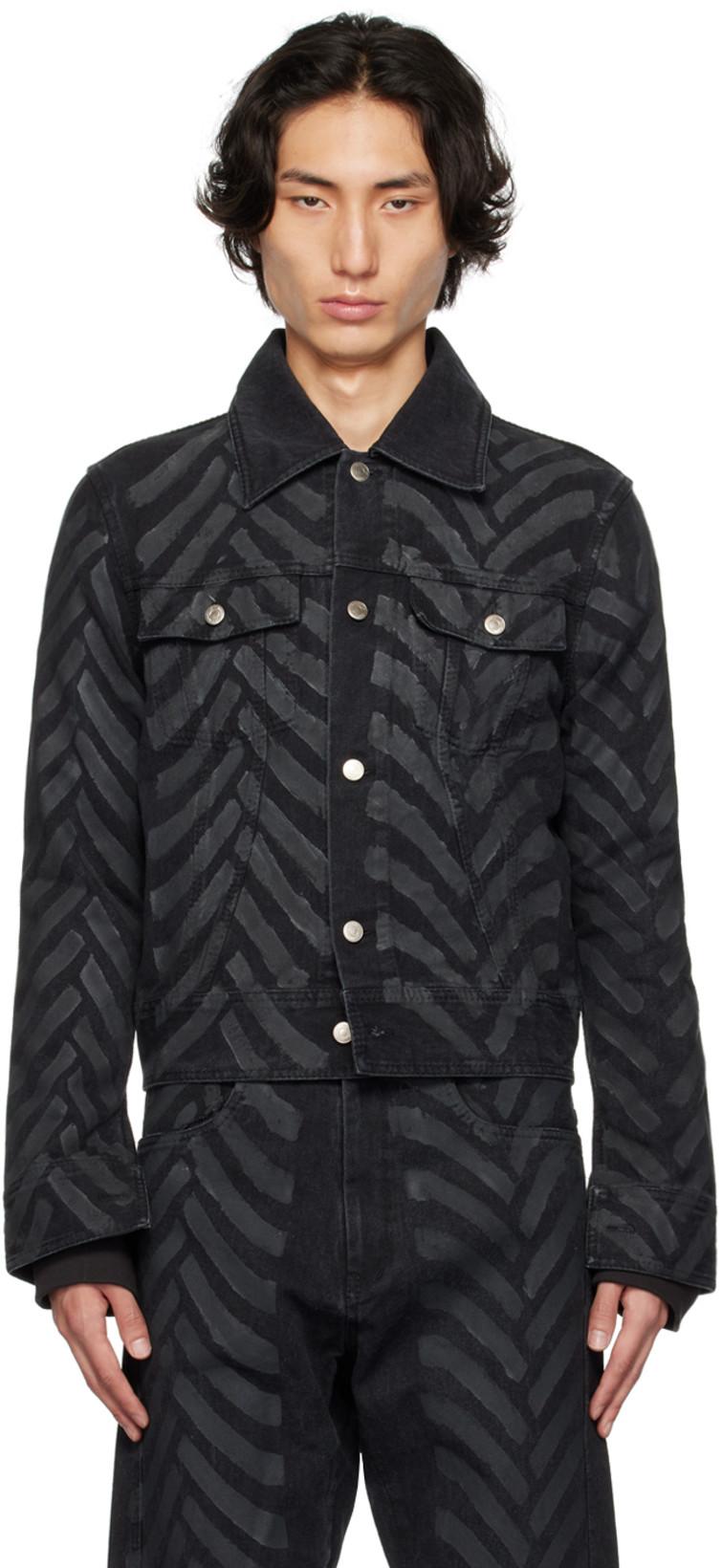 Black Tire Waxed Denim Jacket by KANGHYUK
