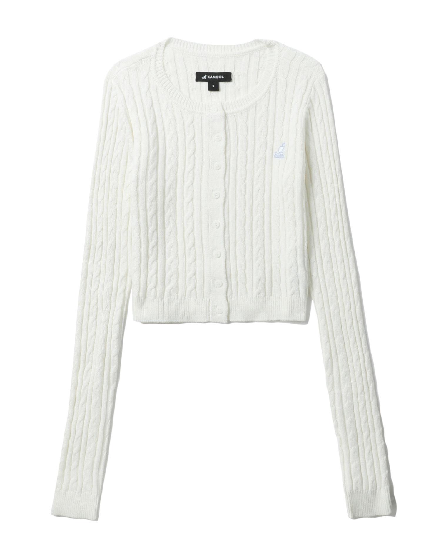 Logo cropped cable knit cardigan by KANGOL jellibeans