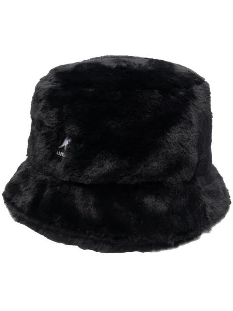 logo-patch faux-fur bucket hat by KANGOL