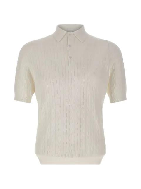 cable-knit ribbed polo shirt by KANGRA