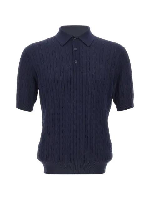 cable-knit ribbed polo shirt by KANGRA