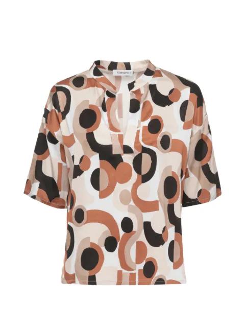 geometric-print V-neck blouse by KANGRA