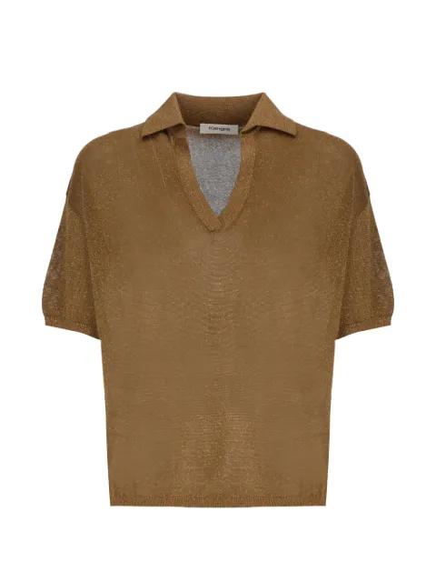 metallic-effect polo-collar T-shirt by KANGRA